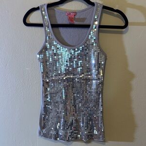 Max Rave Silver Sequin Tank Top